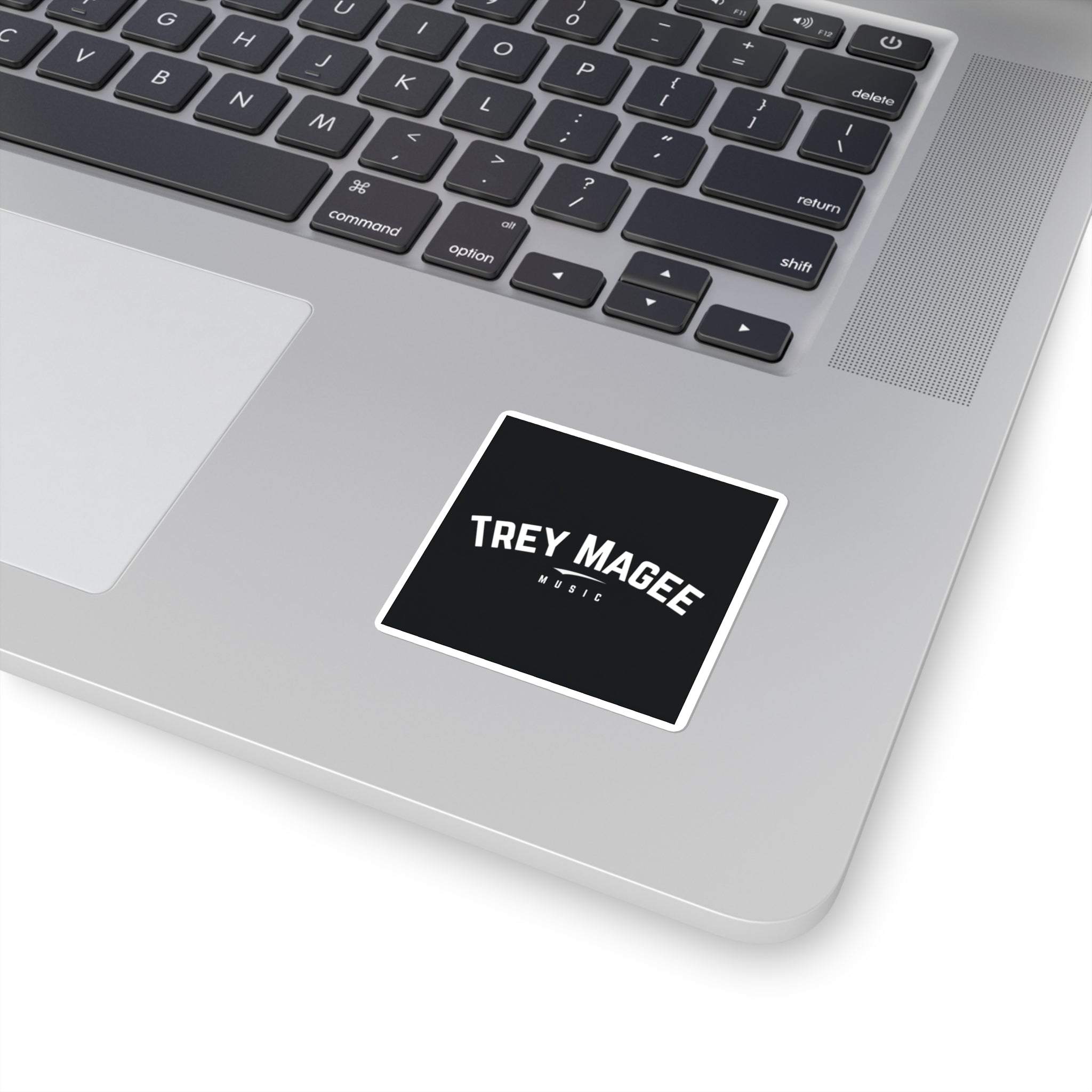 Trey Magee Music Square Sticker — Black Logo Laptop Decal